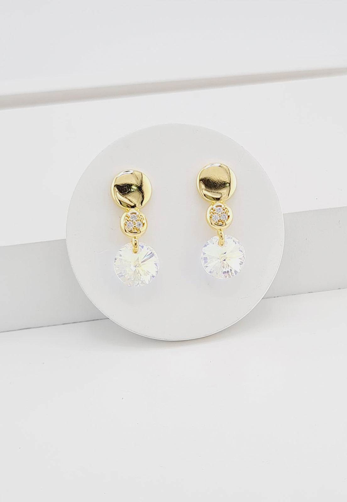 Aros Punto de Luz Gold 24K y Cristal Genuino - Aurora Boreal