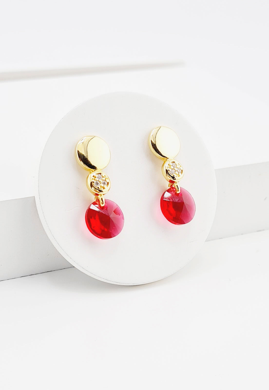 Aros Punto de Luz Gold 24K y Cristal Genuino - Siam