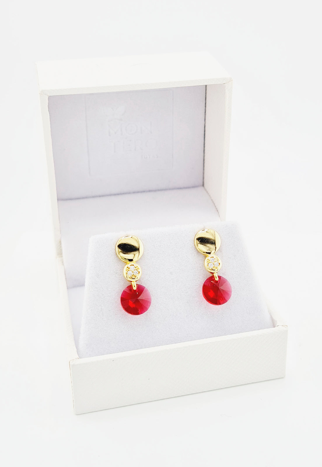 Aros Punto de Luz Gold 24K y Cristal Genuino - Siam