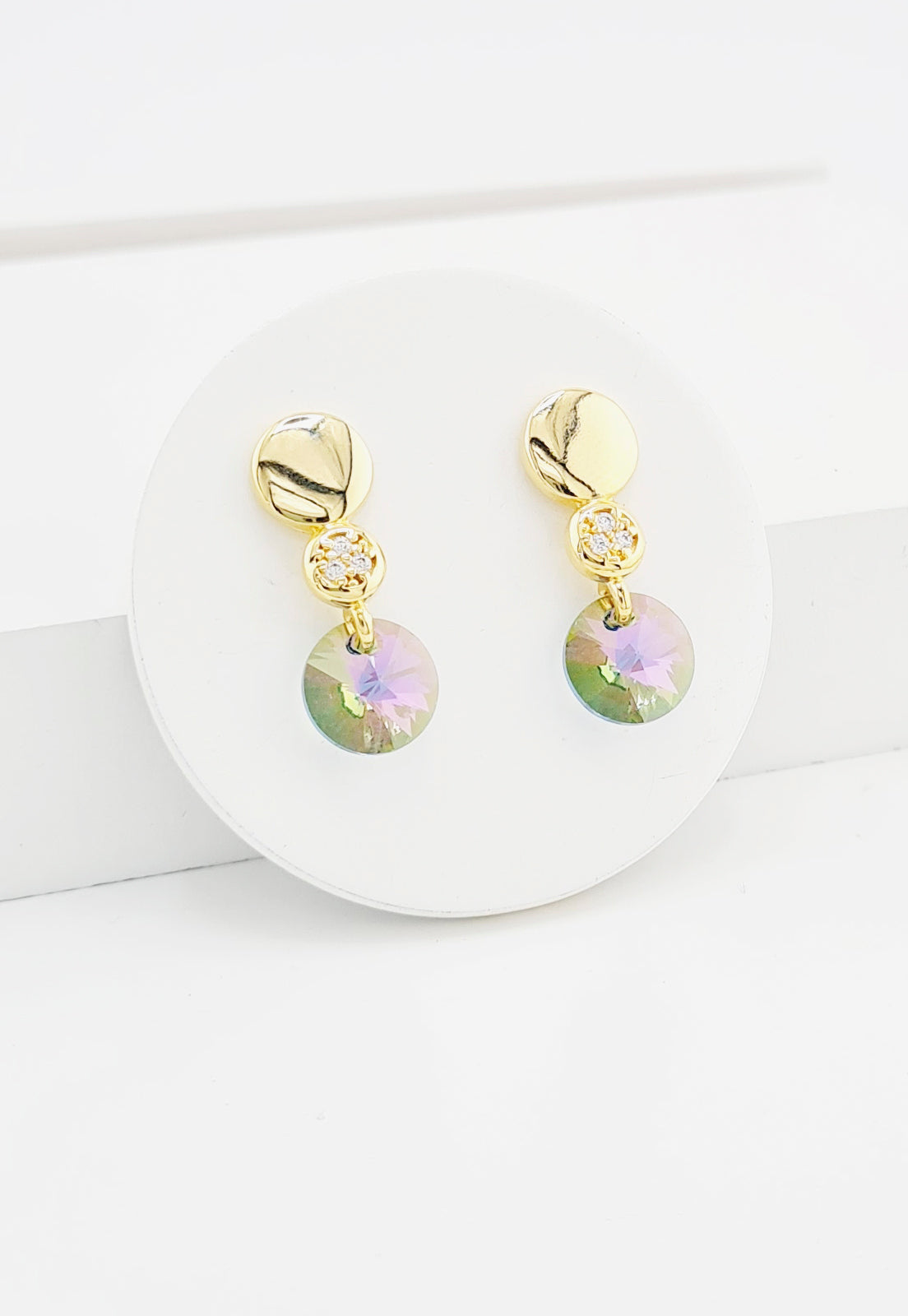 Aros Punto de Luz Gold 24K y Cristal Genuino - Paradise Shinne