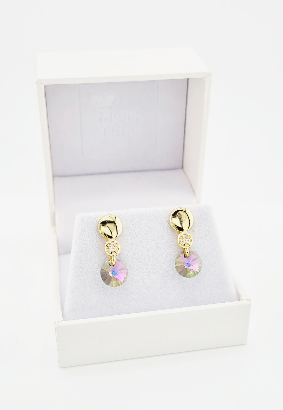 Aros Punto de Luz Gold 24K y Cristal Genuino - Paradise Shinne
