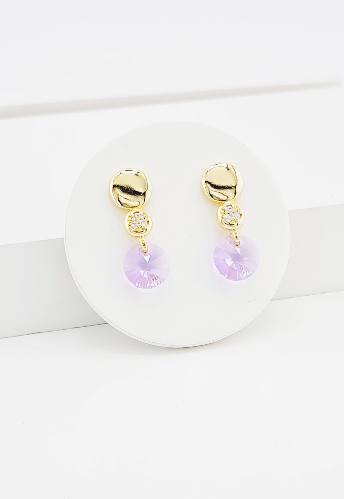 Aros Punto de Luz Gold 24K y Cristal Genuino - Turquesa