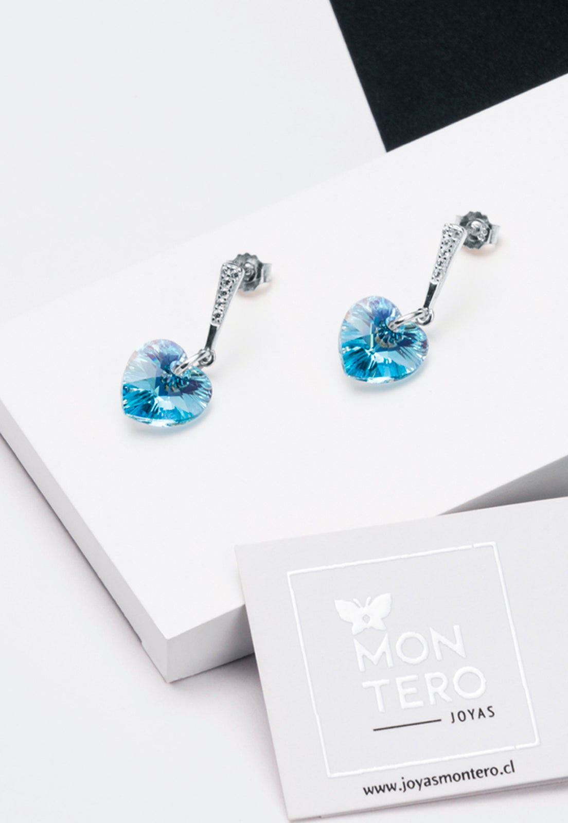 Aros Romance Plata Italiana 925 y Cristal Swarovski® - Aquamarine