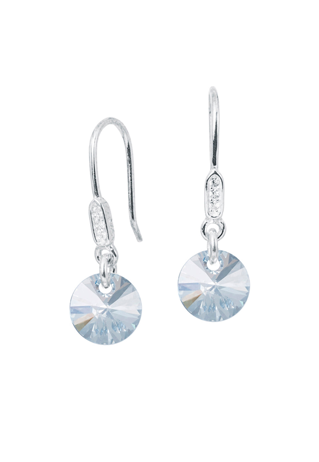 Aros Punto de Luz Circón Plata Italiana 925 y Cristal Genuino - Blue Shade