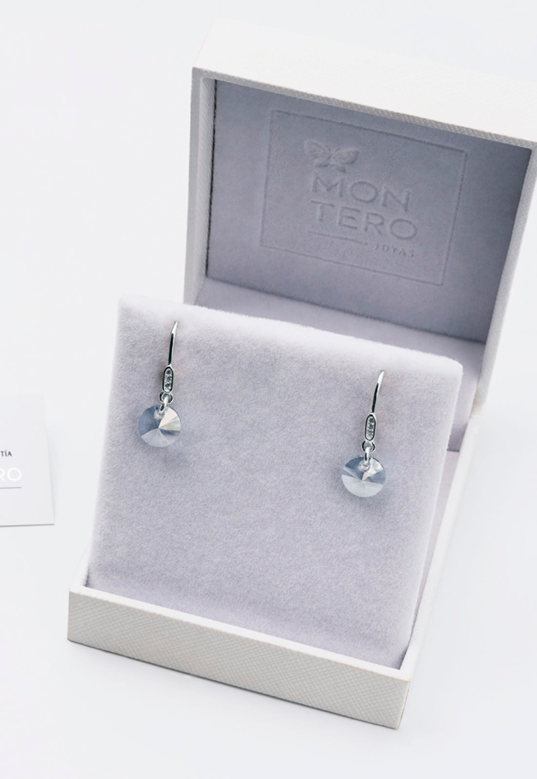 Aros Punto de Luz Circón Plata Italiana 925 y Cristal Genuino - Blue Shade