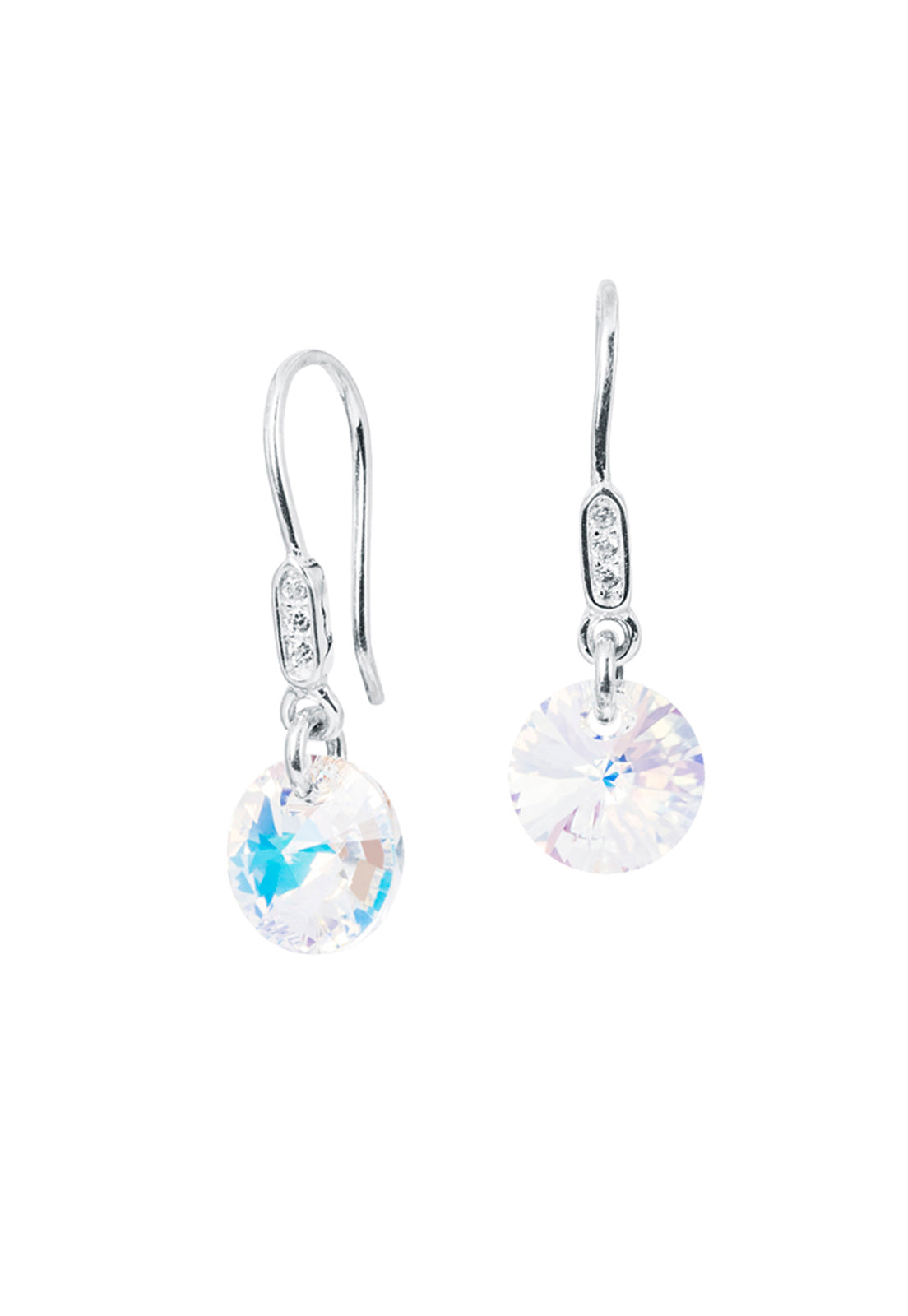 Aros Punto de Luz Circón Plata Italiana 925 y Cristal Genuino - Aurora Boreal