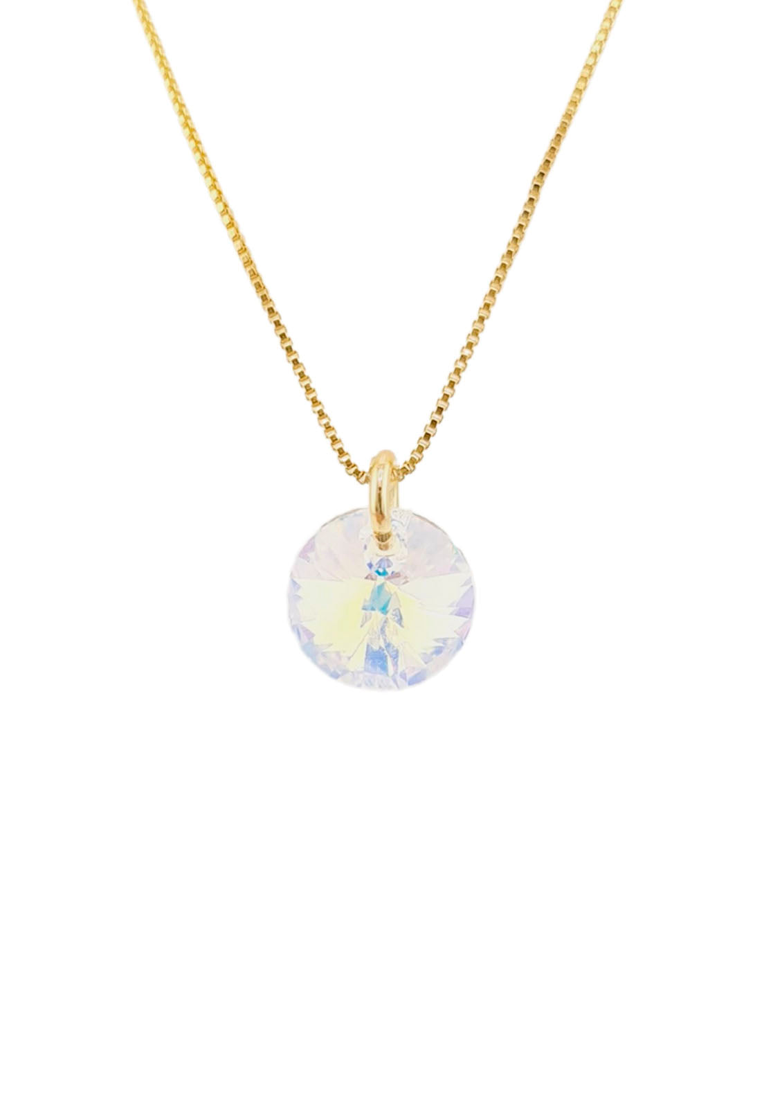 Collar Punto de Luz Baño Oro 24K y Cristal Genuino - Aurora Boreal