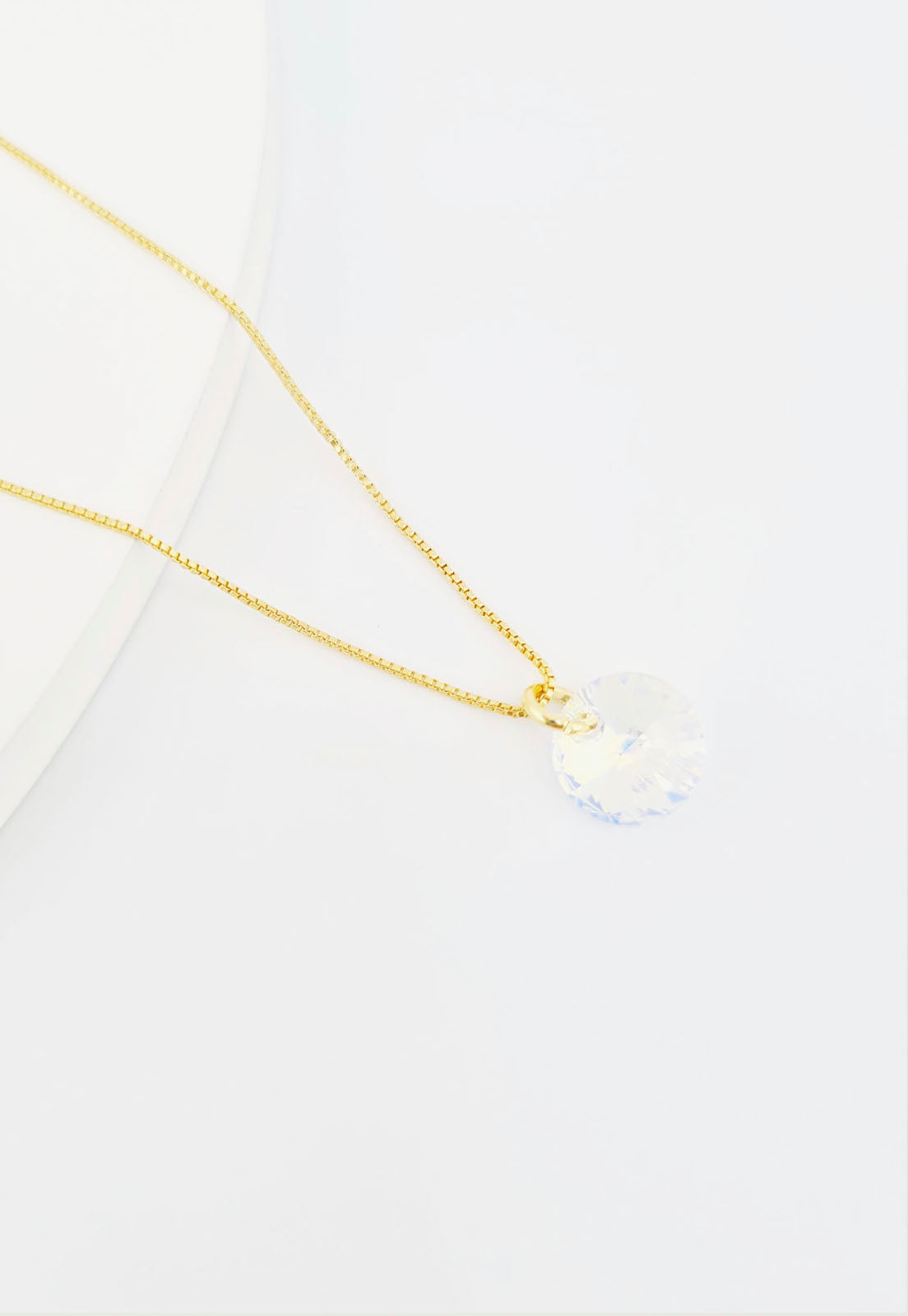 Collar Punto de Luz Baño Oro 24K y Cristal Genuino - Aurora Boreal