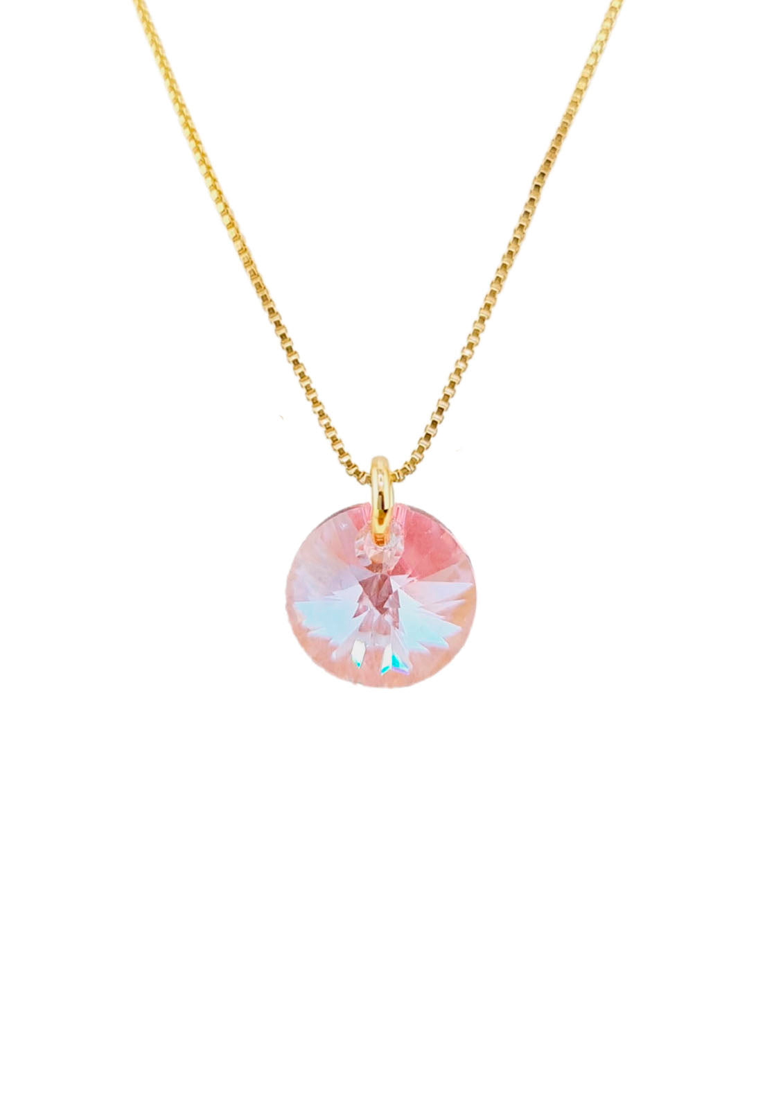 Collar Punto de Luz Baño Oro 24K y Cristal Genuino - Light Rose