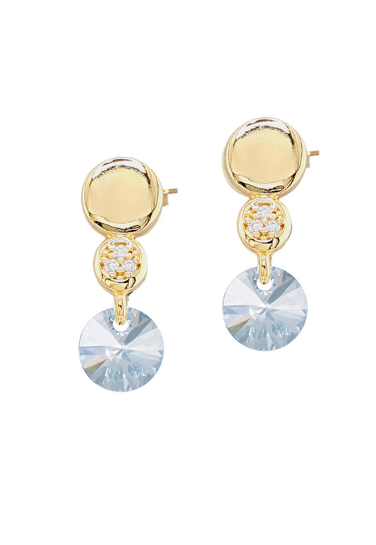 Aros Punto de Luz Gold 24K y Cristal Genuino - Blue Shade