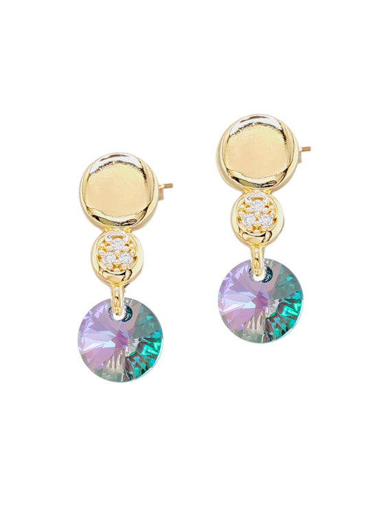 Aros Punto de Luz Gold 24K y Cristal Genuino - Paradise Shinne