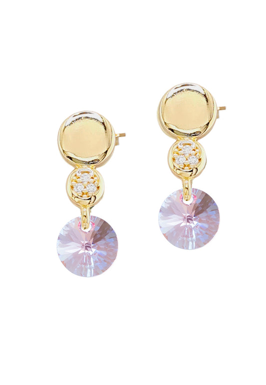 Aros Punto de Luz Gold 24K y Cristal Genuino - Light Rose