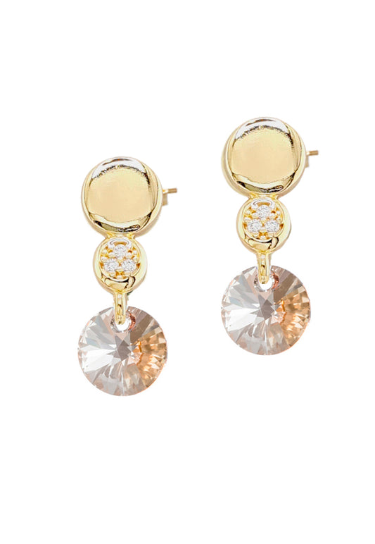 Aros Punto de Luz Gold 24K y Cristal Genuino - Golden shadow