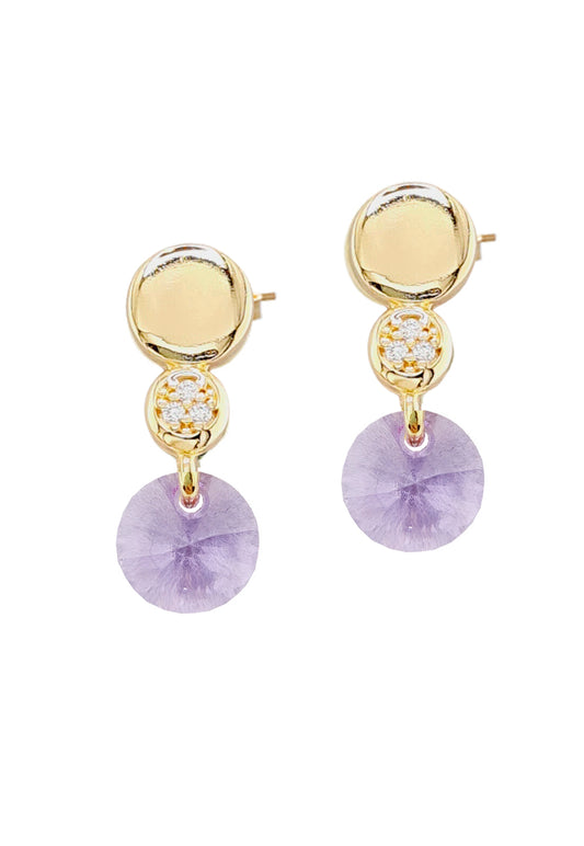Aros Punto de Luz Gold 24K y Cristal Genuino - Turquesa