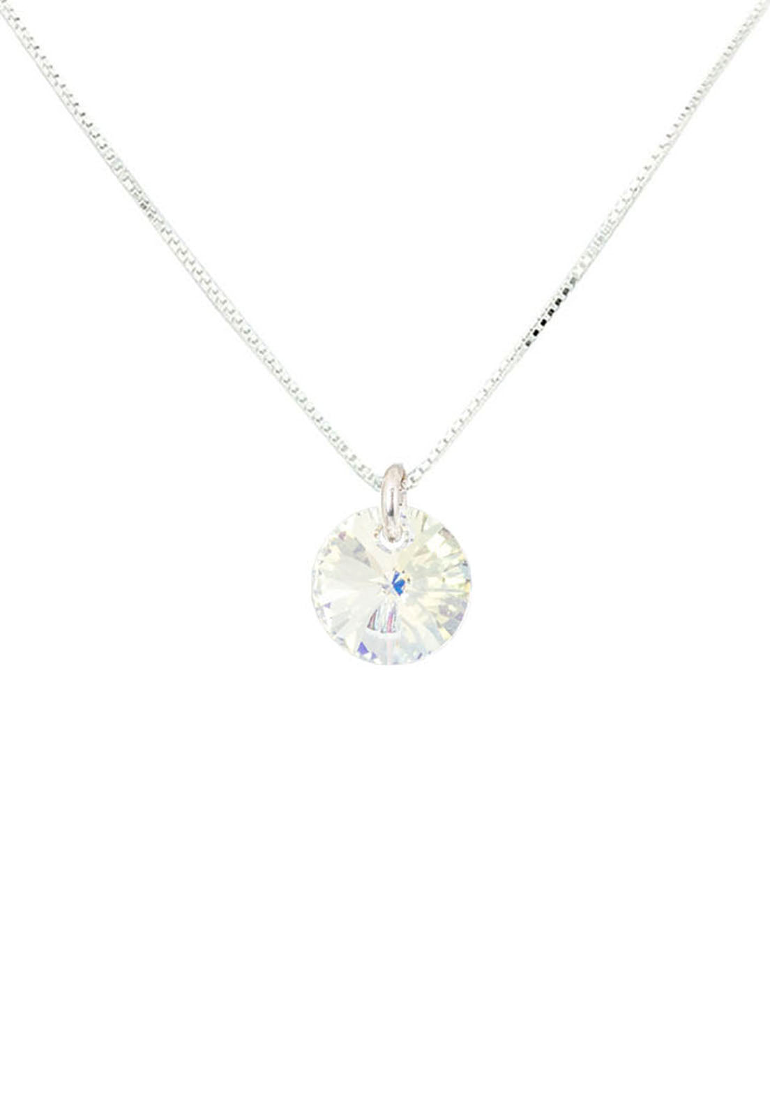 Collar Punto de Luz Plata Italiana 925 y Cristal Genuino - Aurora Boreal
