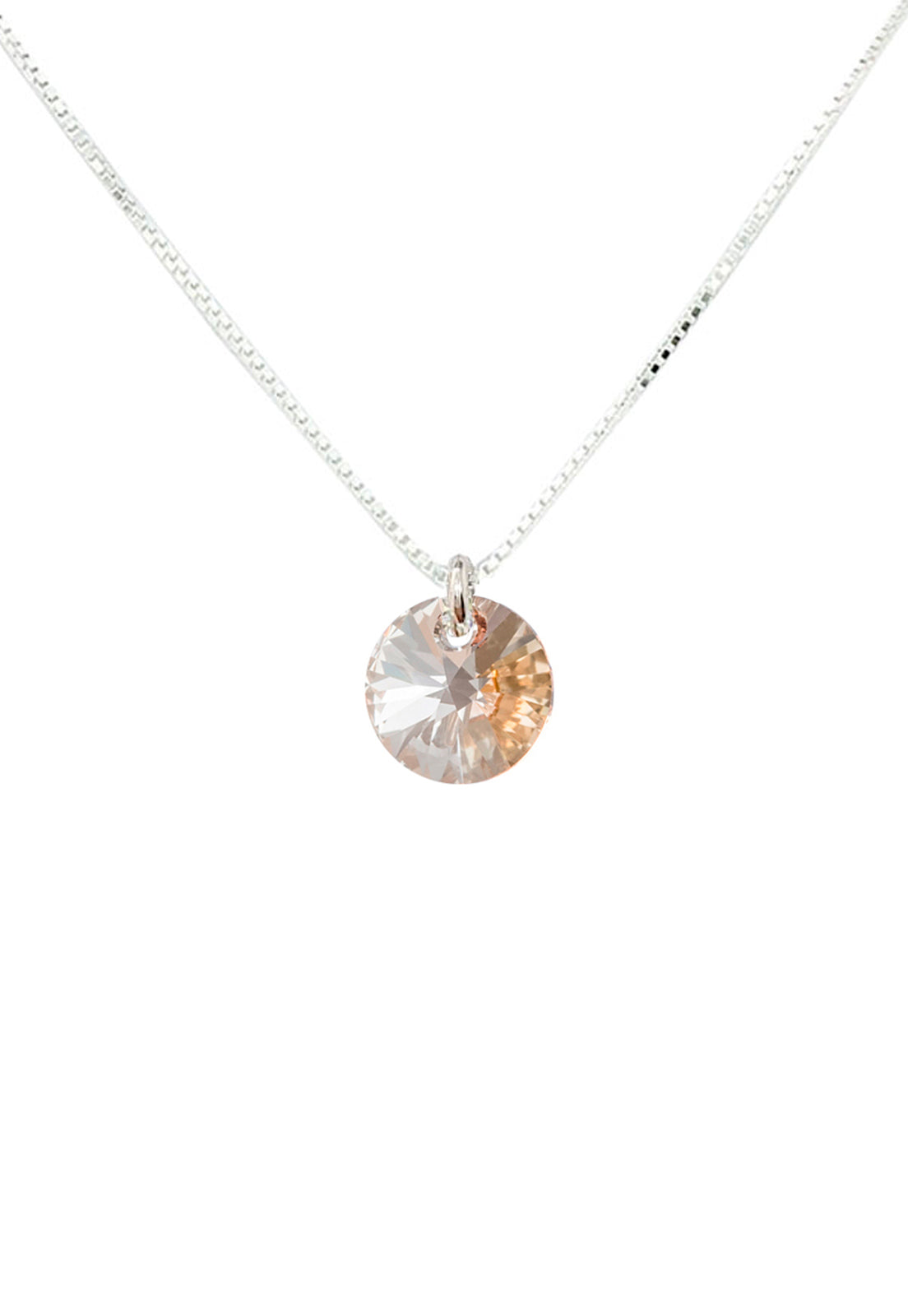 Collar Punto de Luz Plata Italiana 925 y Cristal Genuino - Golden Shadow