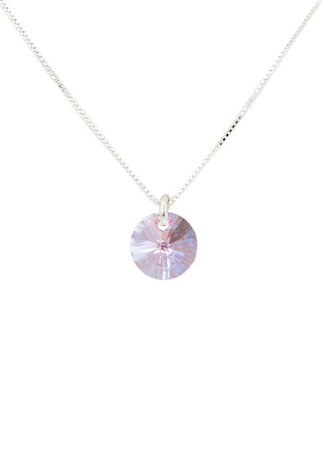 Collar Punto de Luz Plata Italiana 925 y Cristal Genuino - Light Rose