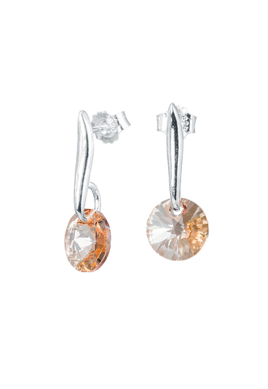 Aros Punto de Luz Plata Italiana 925 y Cristal Genuino - Golden Shadow