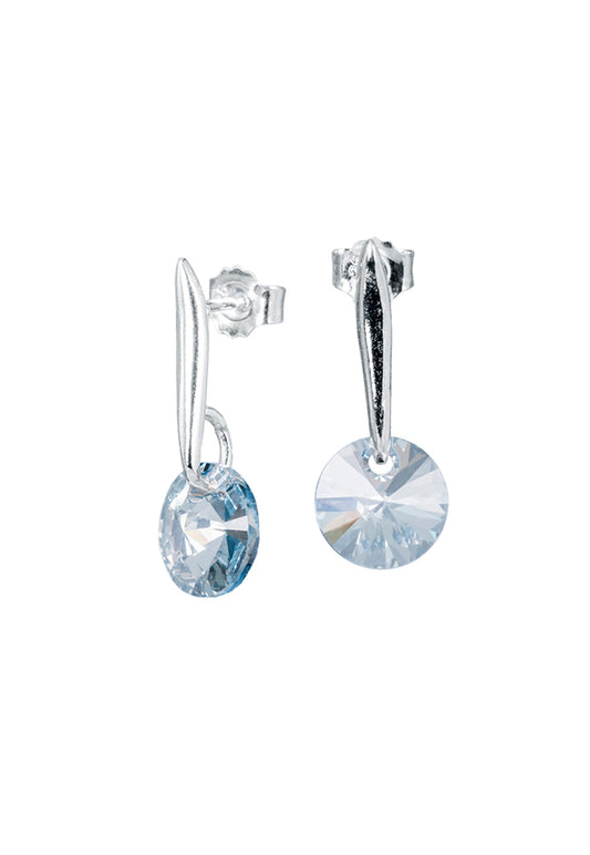 Aros Punto de Luz Plata Italiana 925 y Cristal Genuino - Blue Shade