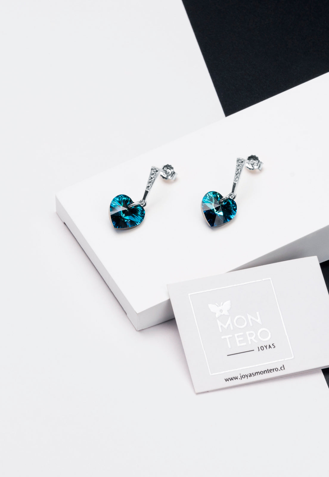 Aros Romance Plata Italiana 925 y Cristal Swarovski® - Bermuda Blue