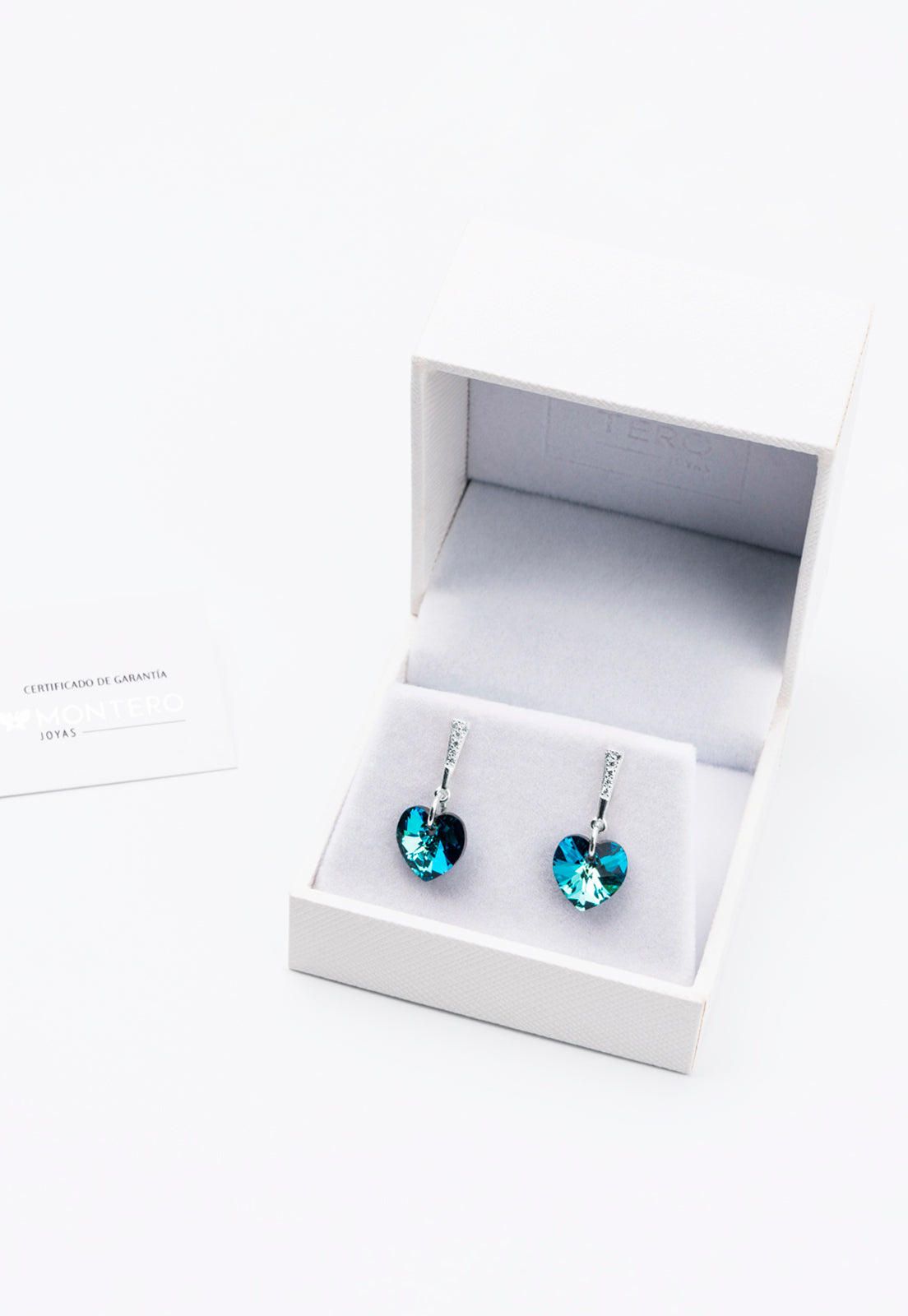 Aros Romance Plata Italiana 925 y Cristal Swarovski® - Bermuda Blue