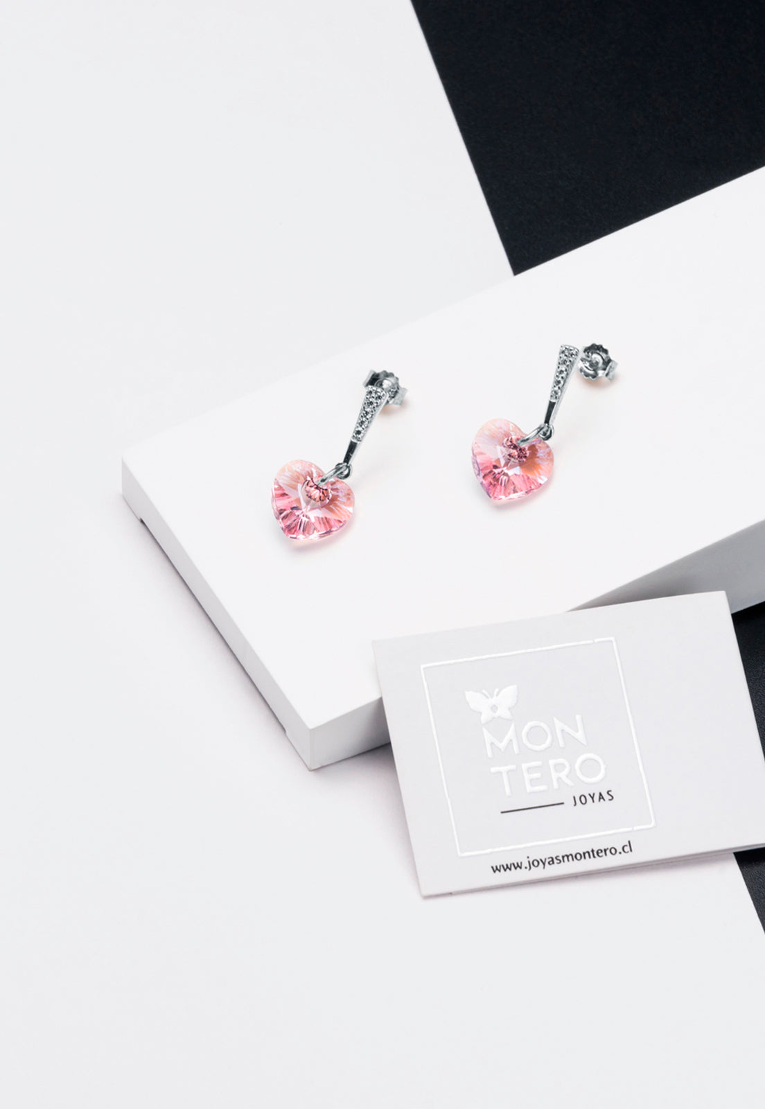Aros Romance Plata Italiana 925 y Cristal Swarovski® - Light Rose