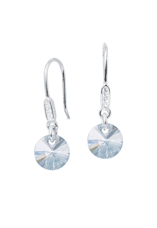 Aros Punto de Luz Circón Plata Italiana 925 y Cristal Genuino - Blue Shade