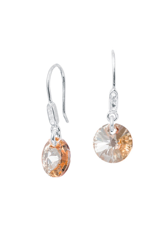 Aros Punto de Luz Circón Plata Italiana 925 y Cristal Genuino - Golden Shadow
