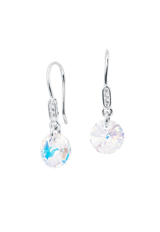 Aros Punto de Luz Circón Plata Italiana 925 y Cristal Genuino - Aurora Boreal