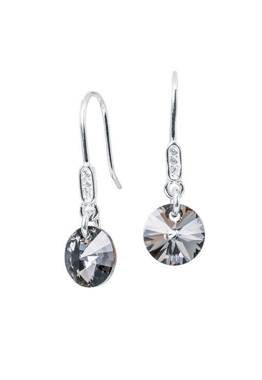 Aros Punto de Luz Circón Plata Italiana 925 y Cristal Genuino - Silver Night